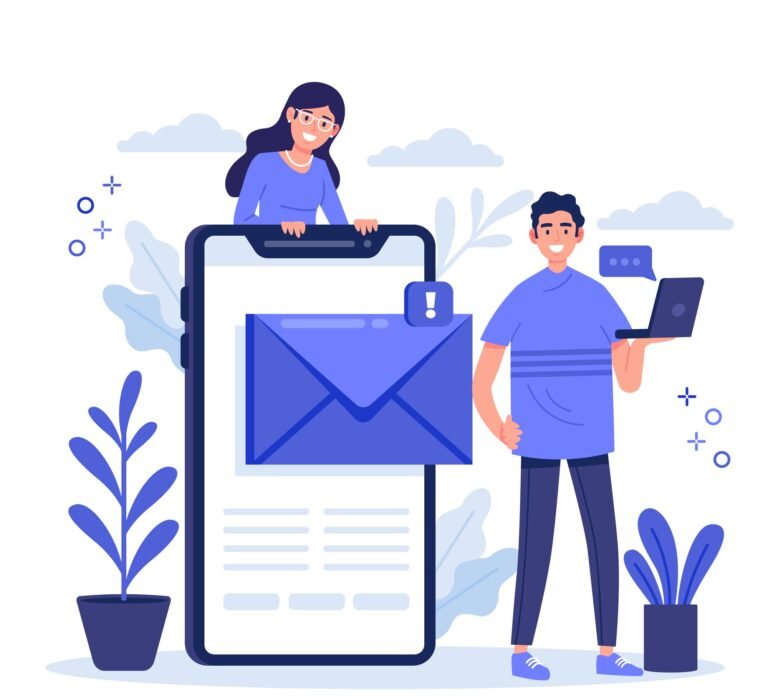 Customer receiving newsletter on mobile device"
